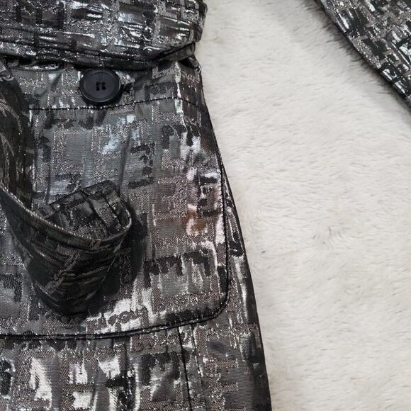 Ruby Road Petite Silver Black Metallic Ruffle Collar Lightweight Jacket Women 4 - Picture 4 of 9